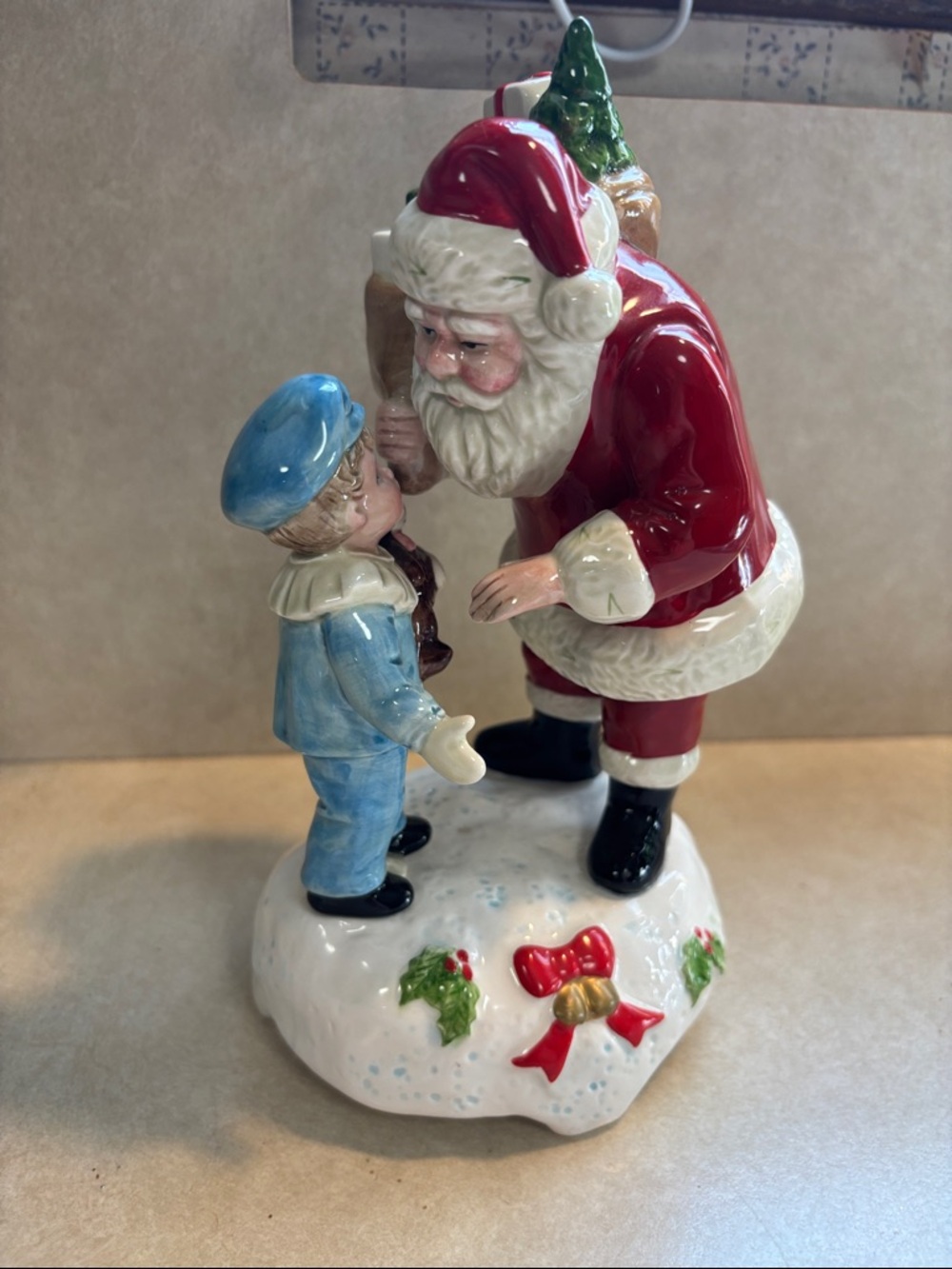 Vintage Schmid Kris Kringles Jingles Santa and Little Boy Music Box 1991 On/Off